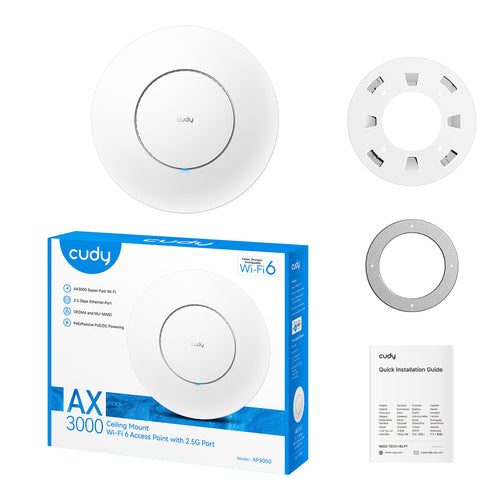 Cudy AP3000 wireless access point 2976 Mbit/s White Power over Ethernet (PoE)
