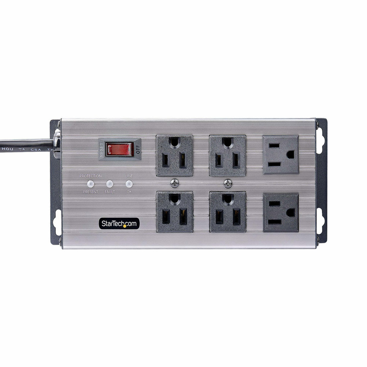 StarTech.com 6-Outlet Industrial Power Strip 125V/15A, EMI/RFI Isolation, Surge Protection, Mountable PDU, Attached 8ft/2.4m Cord, NEMA 5-15P/R, UL Listed, TAA