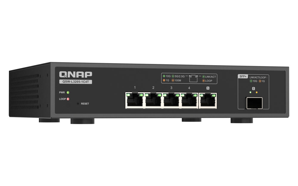 QNAP QSW-L3205-1C4T 4 Managed 10G Ethernet (100/1000/10000) Desktop Black