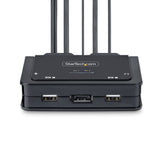 StarTech.com 2-Port Hybrid USB-C DisplayPort Cable KVM Switch, 4K 60Hz, Compact KVM with 6ft/1.8m USB-A/DisplayPort/Audio & 4ft/1.2m USB-C Integrated Host Cables, Bus Powered - Remote Push Button/Hotkey Switching