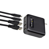 StarTech.com 100W USB-C Wall Charger, 2x USB-C/2x USB-A, Quick Charging Portable GaN Charger Power Adapter, USB Power Delivery 3.0