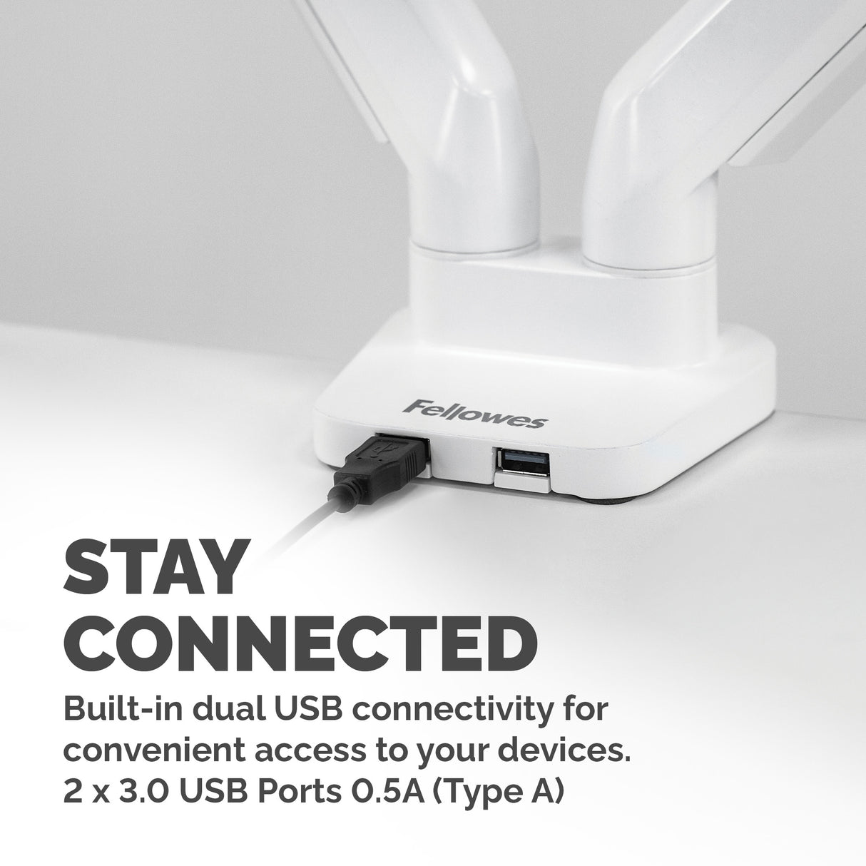 Fellowes Platinum Series Dual Monitor Arm - Monitor Mount for Two 8KG 40 Inch Screens - Adjustable Dual Monitor Desk Mount - Tilt 45° Pan 180° Swivel 360° Rotation 360°, VESA 75 x 75/100 x 100 - White