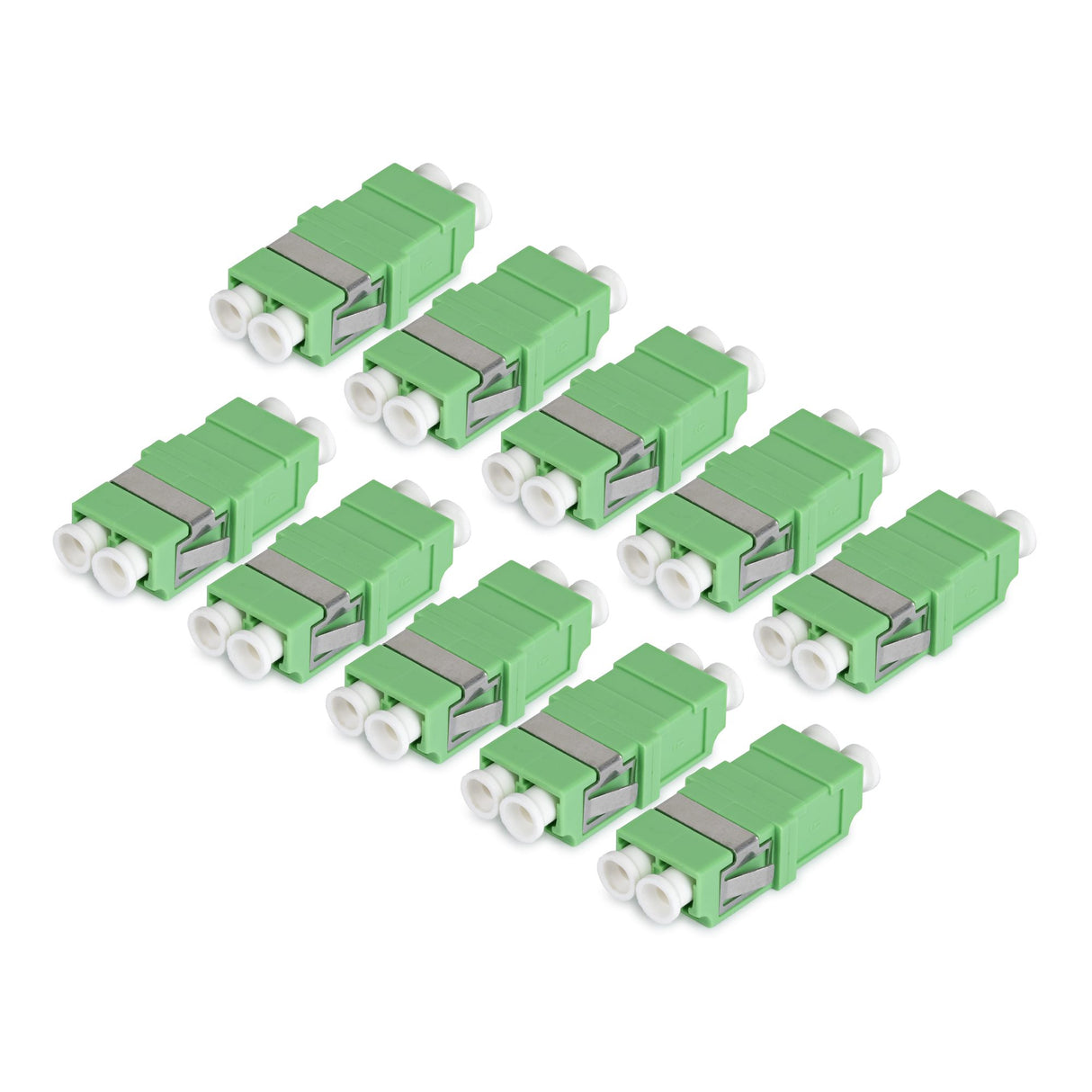 StarTech.com LC to LC Coupler 10 Pack, OS2 Single Mode SC Footprint LC Fiber Optic Coupler without Flange, LC/APC Duplex Adapter