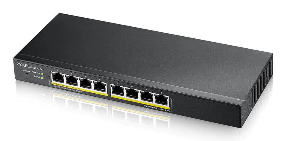 Zyxel GS1915-8EP network switch Managed L2 Gigabit Ethernet (10/100/1000) Power over Ethernet (PoE) Black