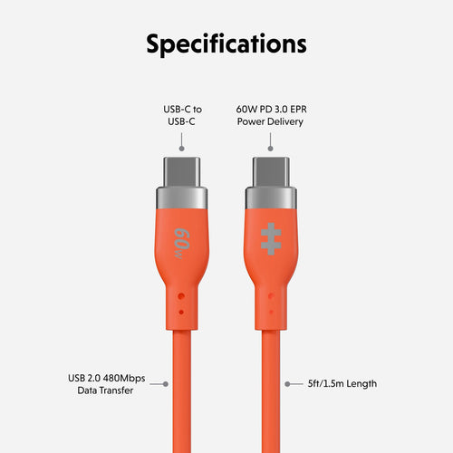 Targus HyperJuice Flex USB cable USB 2.0 1.5 m USB C 0.48 Gbit/s 60 W Orange