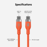 Targus HyperJuice Flex USB cable USB 2.0 1.5 m USB C 0.48 Gbit/s 60 W Orange