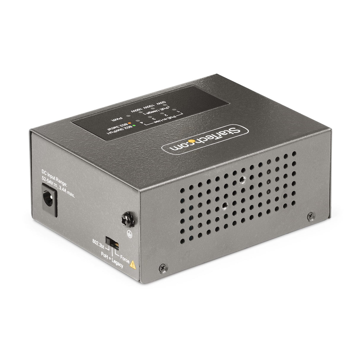 StarTech.com 4-Port Multi-Gigabit PoE++ Injector, 5/2.5/1G Ethernet (NBASE-T), PoE/PoE+/PoE++ (802.3af/802.3at/802.3bt), 160Watts Power Budget, Wall/DIN Rail Mountable, Unmanaged - TAA