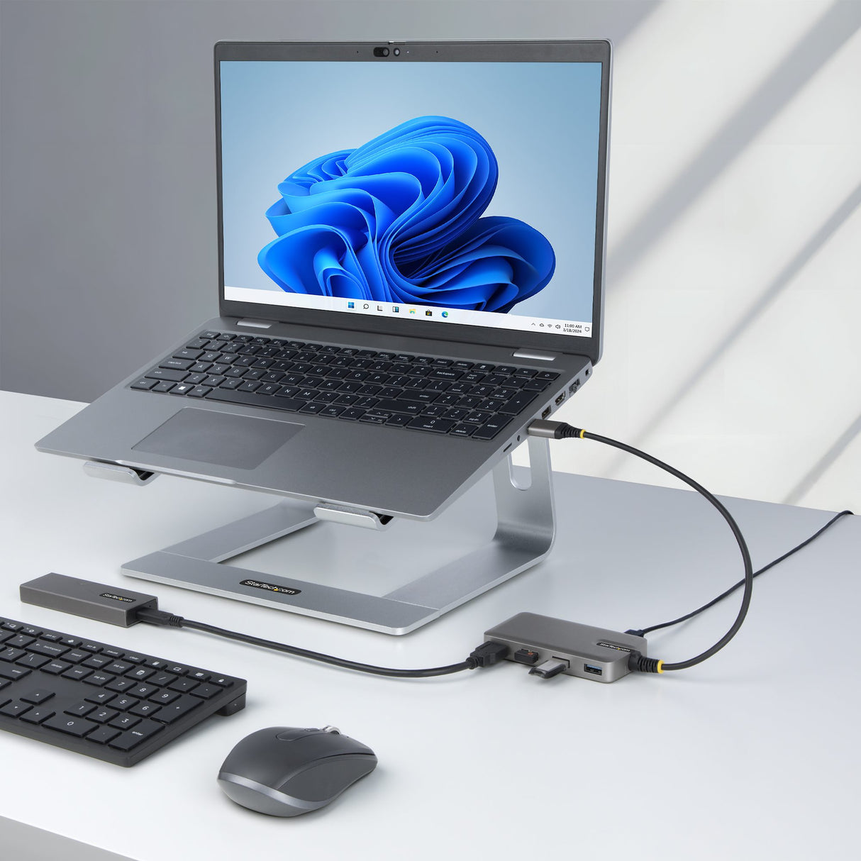 StarTech.com 4-Port USB-A Hub, 5Gbps, Bus Powered, USB-A to 4x USB-A Hub with USB-C Auxiliary Power Input, 1ft/30cm Host Cable, Portable Desktop/Laptop USB Hub