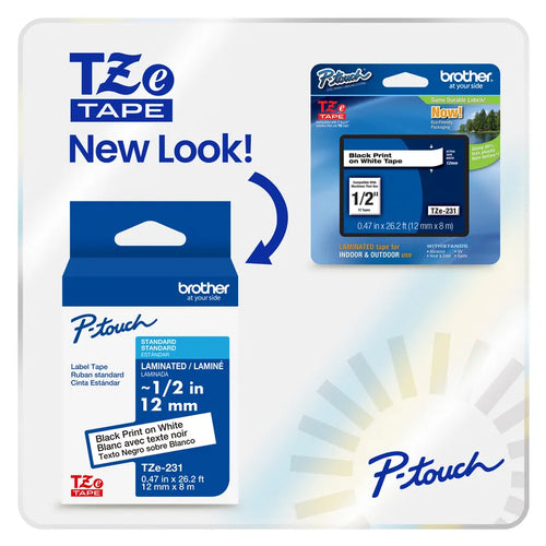 Brother TZEFX251G label-making tape Black on white TZe