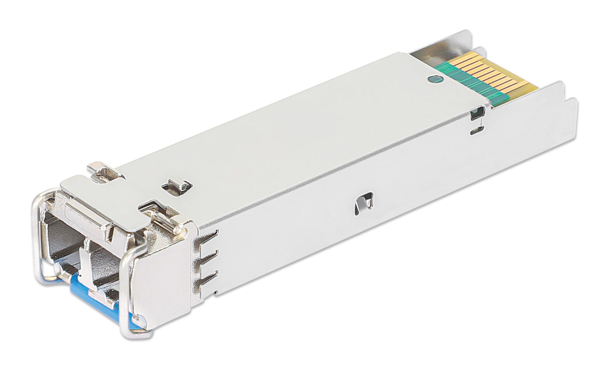 Intellinet Industrial Gigabit Fiber SFP Optical Transceiver Module 1000Base-LX (LC) Single-Mode Port, 10 km (6.2 mi.), MSA-compliant for Maximum Compatibility, Silver