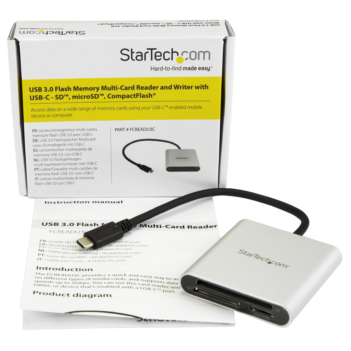 StarTech.com USB 3.0 Flash Memory Multi-Card Reader / Writer with USB-C - SD, microSD, CompactFlash