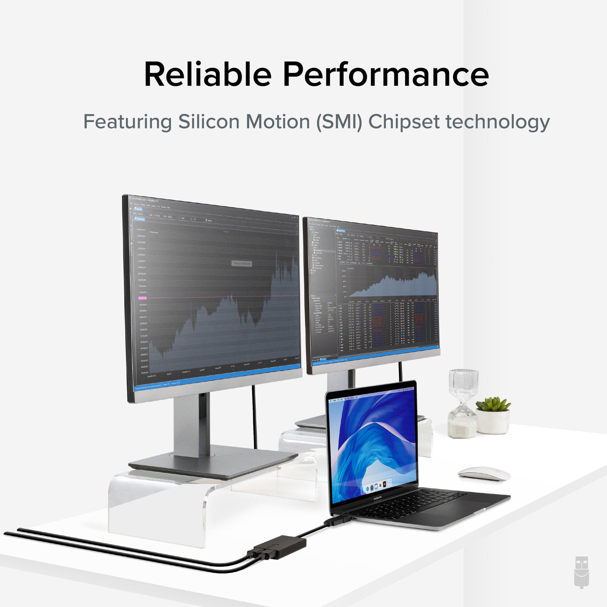 Plugable Technologies Dual Monitor Adapter for M1/M2/M3 Based macOS Systems, Windows, ChromeOS. Broad Compatibility - Thunderbolt, USB-C or USB 3.0 to HDMI Adapter for Dual Monitors at 1920x1080 @ 60Hz resolution