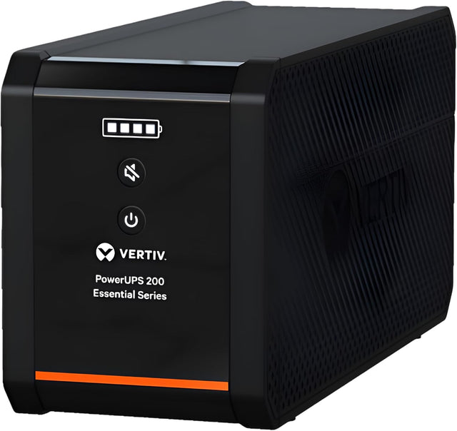 Vertiv PowerUPS 200 Essential PSA6E-600LVT, 600VA/360W, AVR, User-Replaceable Batteries, Battery Backup, 4 NEMA Outlets, Two-Year Warranty