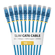 StarTech.com 6in Blue Slim CAT6 Cable, 10 Pack, Snagless, 100W PoE, UTP, LSZH, 28AWG Pure Bare Copper Wire, Slim RJ45 Network Patch Cord w/Strain Reliefs, Individually Tested