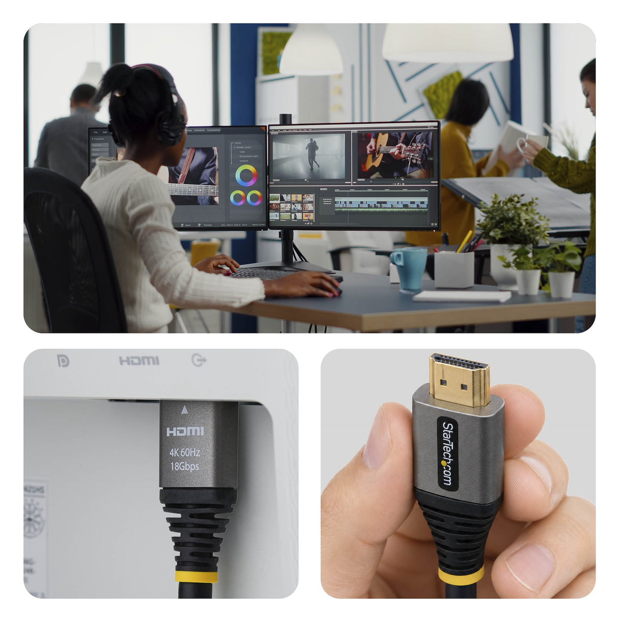 StarTech.com 25ft (7.6m) Premium Certified High Speed HDMI Cable, 4K 60Hz/1440p 144Hz, HDMI 2.0 Cable with HDR10/ARC, 18Gbps, 4K HDMI Cord for Monitor/TV/Display, High-Flex TPE Jacket