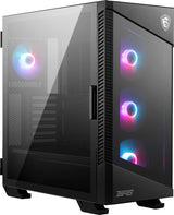 MSI MPG VELOX 100R Mid Tower Gaming Computer Case 'Black, 4x 120mm ARGB Fans, 1-6 ARGB Hub, ARGB light strip, USB Type-C, Tempered Glass, Center, E-ATX, ATX, mATX, mini-ITX'