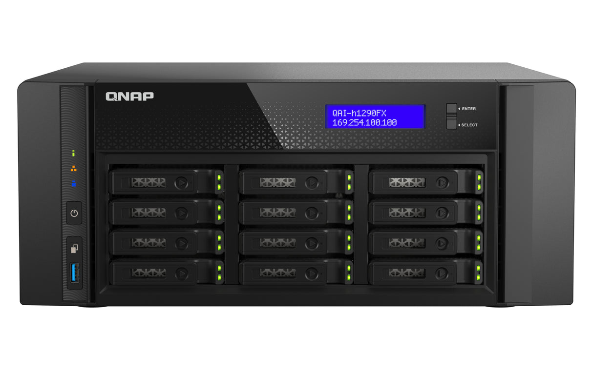 QNAP QAI-h1290FX NAS Tower EPYC 7302P 128 GB DDR4 0 TB QuTS hero Black