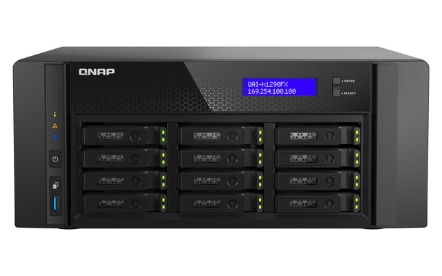 QNAP QAI-h1290FX NAS Tower EPYC 7302P 128 GB DDR4 0 TB QuTS hero Black