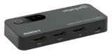 Manhattan 4K@60Hz 2-Port HDMI Splitter Splits One HDMI Input to Two HDMI Outputs (1x2), 18G, Micro-USB input for power, EDID Switch for Downscaling to 1080p, Black, 3 year warranty