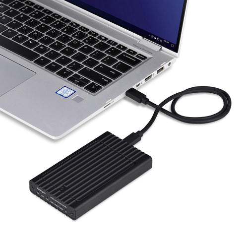 StarTech.com Dual-Bay M.2 NVMe Enclosure and Standalone Duplicator, 1:1 NVMe Cloner and SSD Enclosure, USB-C 10Gbps, Dual M.2 NVMe Reader and Offline Cloner, TAA