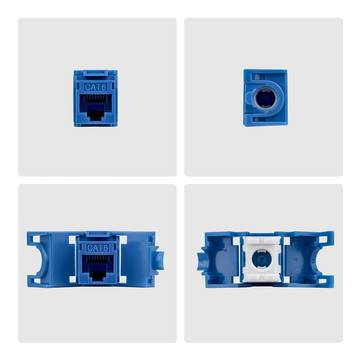 StarTech.com Cat6 Keystone Jack, 24-Pack RJ45 Ethernet Keystone Jacks, UTP Cat6 Wall Jack, 180-Degree Toolless, Blue