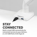 Fellowes Platinum Series Monitor Arm - Monitor Mount for 8KG 40 Inch Screens - Adjustable Monitor Desk Mount - Tilt 45° Pan 180° Swivel 360° Rotation 360°, VESA 75 x 75/100 x 100 - White