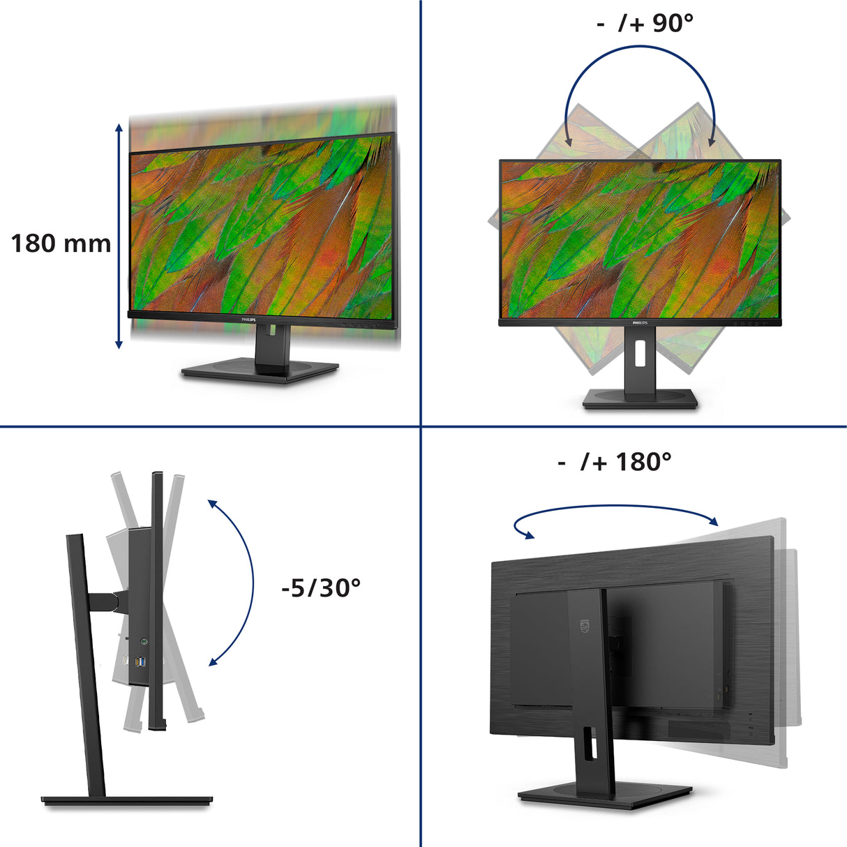 Philips 3000 series 32B1U3900/27 computer monitor 80 cm (31.5") 3840 x 2160 pixels 4K Ultra HD LCD Black