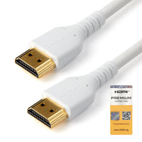 StarTech.com 3ft (1m) Slim HDMI Cable, Flexible Premium Certified HDMI 2.0 Cord with Ethernet, UHD 4K 60Hz HDR10, Durable Aramid Fiber Design with TPE Jacket, White