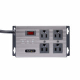 StarTech.com 4-Outlet Industrial Power Strip 125V/15A, EMI/RFI Isolation, Surge Protection, Mountable PDU, Attached 8ft/2.4m Cord, NEMA 5-15P/R, UL Listed, TAA