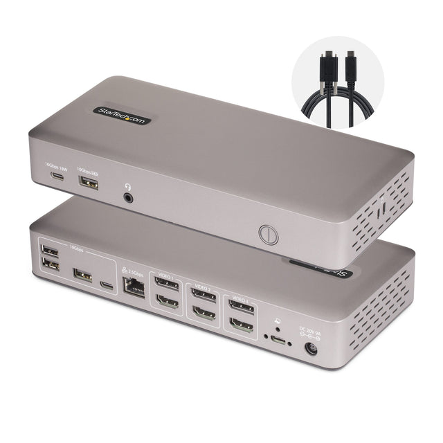 StarTech.com Triple-Monitor USB4 Docking Station, 4K 60Hz HDMI or DisplayPort, 100W Laptop Charging, 2.5GbE, USB-C Multi-Monitor Dock, Driverless