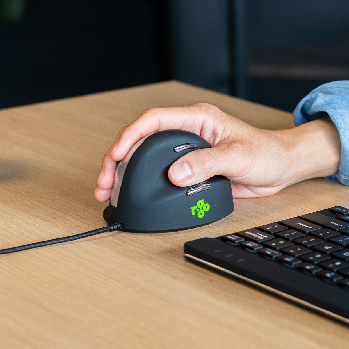R-Go Tools Ergonomic mouse R-Go HE Break with break software, large (hand size ≥ 185 mm), right-handed, Wired, black