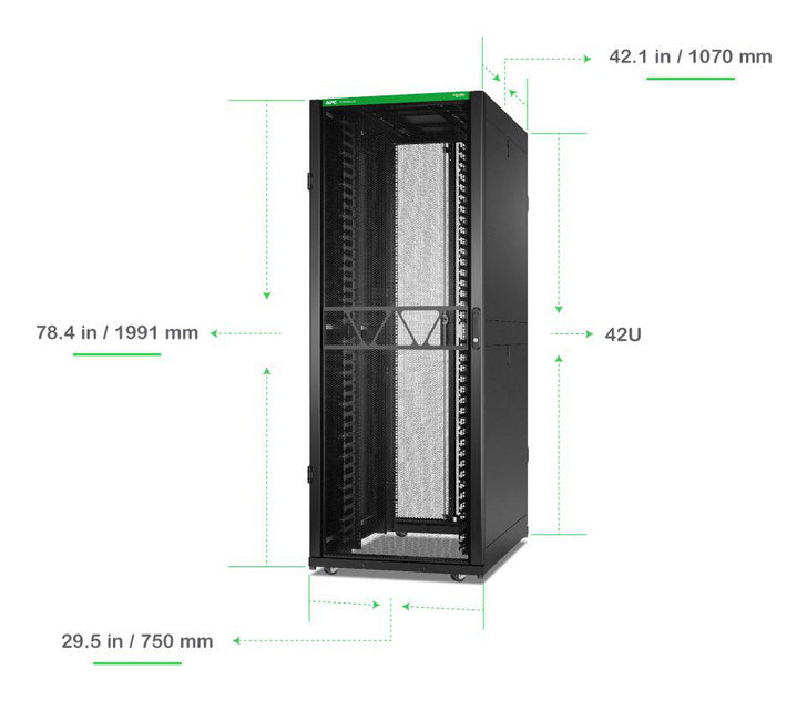 APC NetShelter SX Networking Enclosure, 42U, 1991H x 750W x 1070D mm, wtih Sides, Black