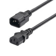 StarTech.com 1ft (30cm) Power Extension Cord, C14 to C13 PDU Power Cord, 10A 250V, 18AWG, Black Extension Cable, AC Power Cable for PDU/Power Supply, TAA Compliant, UL Listed