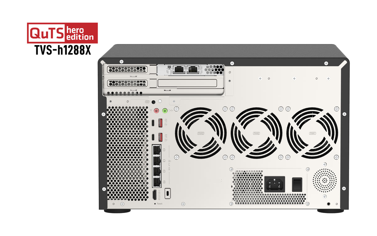 QNAP TVS-h1288X NAS Tower Intel® Xeon® W-1250 16 GB DDR4 0 TB QuTS hero Black