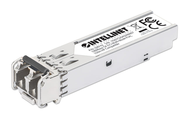 Intellinet Transceiver Module Optical, Gigabit Fiber SFP Mini-GBIC, 1000Base-Sx (LC) Multi Mode Duplex Port, 550m, Wavelength 850nm, Ethernet, Fibre, HPE Compliant, Equivalent to HPE models J4858A / J4858B / J4858C / J4858D, Three Year Warranty