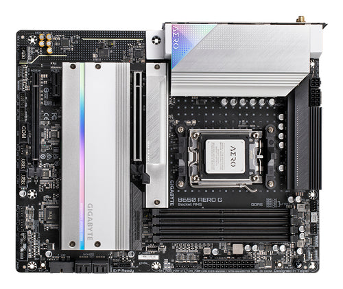 GIGABYTE B650 AERO G Motherboard - AMD Ryzen 9000 Series CPUs, up to 8000MHz DDR5 (OC), 1xPCIe 5.0 + 2xPCIe 4.0 M.2, 2.5GbE LAN, WIFI 6E, USB 3.2 Gen 2