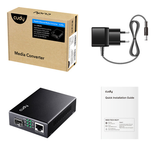 Cudy MC220 network media converter 1000 Mbit/s 1310 nm Single-mode Black