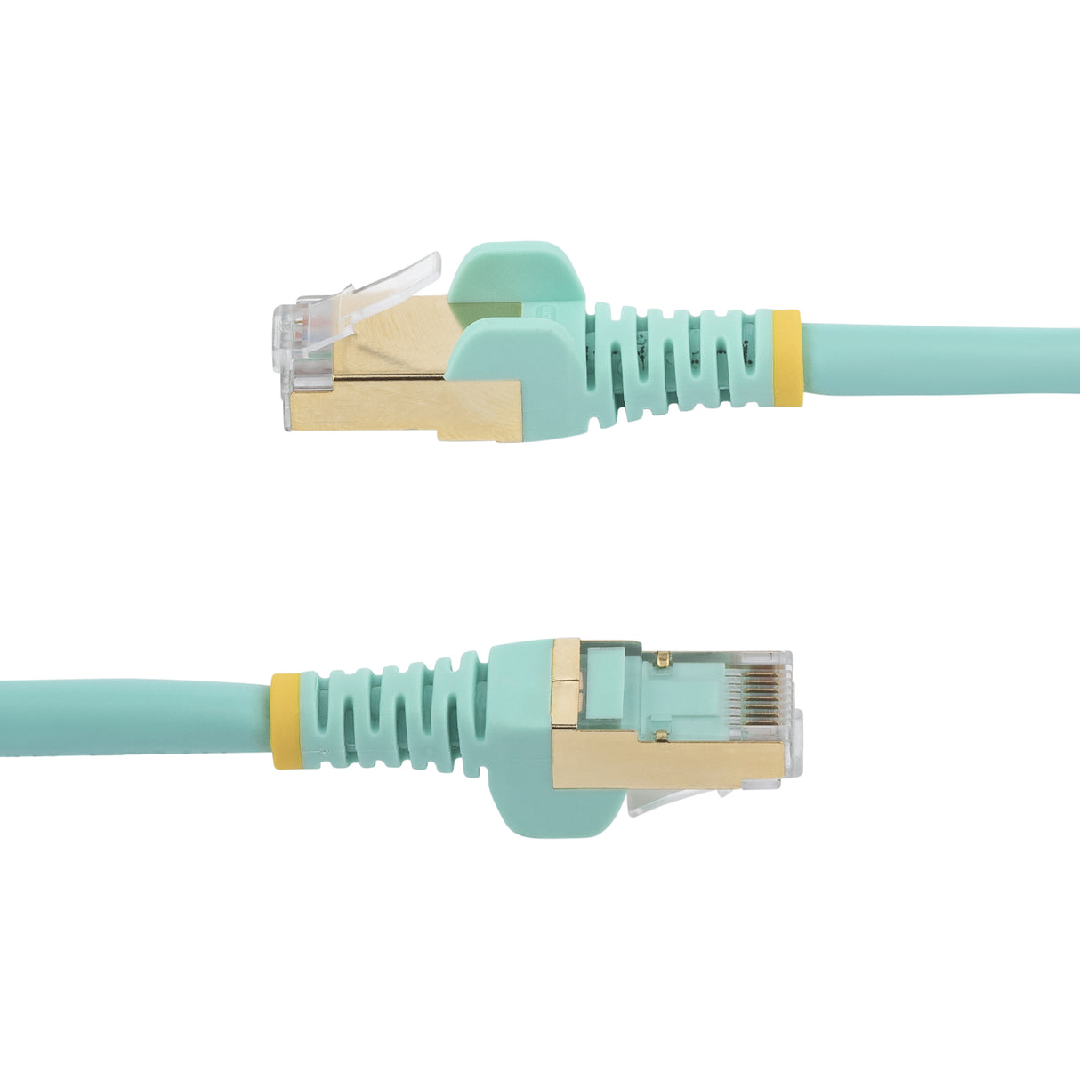 StarTech.com 7ft CAT6a Ethernet Cable - 10 Gigabit Shielded Snagless RJ45 100W PoE Patch Cord - 10GbE STP Network Cable w/Strain Relief - Aqua Individually Tested/Wiring is UL Certified/TIA
