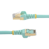 StarTech.com 7ft CAT6a Ethernet Cable - 10 Gigabit Shielded Snagless RJ45 100W PoE Patch Cord - 10GbE STP Network Cable w/Strain Relief - Aqua Individually Tested/Wiring is UL Certified/TIA