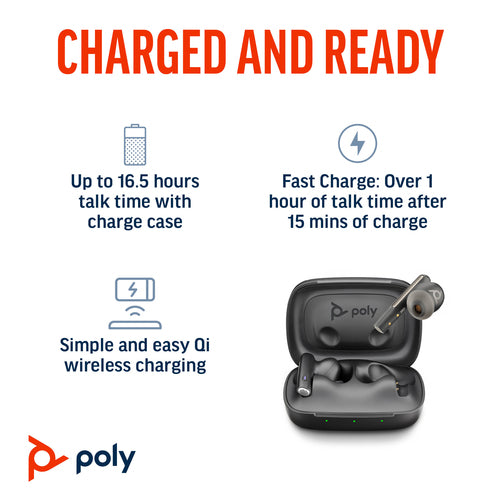 HP Poly Voyager Free 60 UC M Carbon Black Earbuds +BT700 USB-A Adapter +Basic Charge Case
