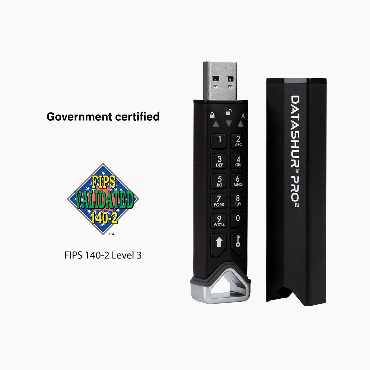 iStorage datAshur PRO2 128 GB | Secure Flash Drive | FIPS 140-2 Level 3 Certified | AES-XTS 256-bit hardware encryption | Password protected | Dust/Water-Resistant