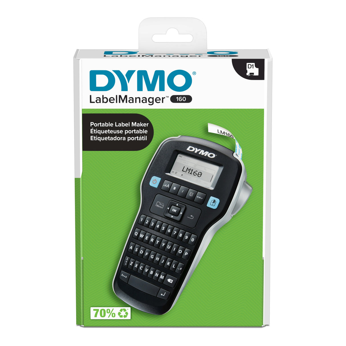 DYMO LabelManager 160 label printer Thermal transfer 160 x 160 DPI 12 mm/sec D1