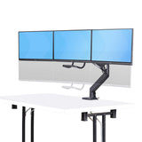 StarTech.com Desk Mount Triple Monitor Arm with Crossbar For Up To Three 27in Screens, VESA 75x75/100x100, Tool-Less Arm Adjustments, C-Clamp/Grommet, Spring-Assisted Arm