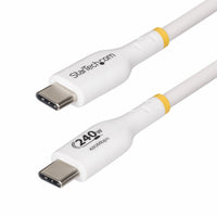 StarTech.com 3ft (91cm) White USB-C Charging Cable, USB-IF Certified USB C Cable, 240W PD EPR, USB 2.0 Type-C Laptop Charger Cord, USB-C Data Transfer Cable, TPE Jacket