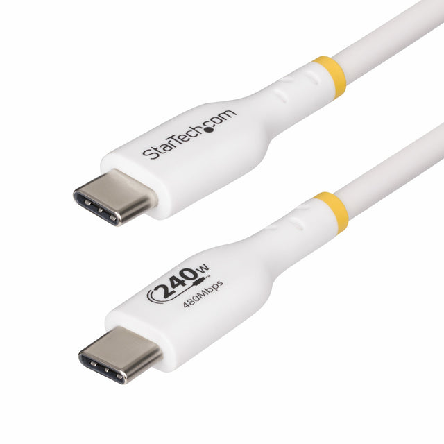 StarTech.com 10ft White USB-C Charging Cable, USB-IF Certified USB C Cable, 240W PD EPR, USB 2.0 Type-C Laptop Charger Cord, USB-C Data Transfer Cable, TPE Jacket