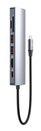 Manhattan USB-C Dock/Hub with Card Reader, Ports (x5): Ethernet, HDMI, USB-A (x2) and USB-C, with Power Delivery (PD) 100W- requires external USB-C charger (not included). USB powered (no external power supply required) when PD is not in use