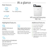 HP LaserJet Enterprise M611dn Black and white Printer, Ethernet Only; Duplex