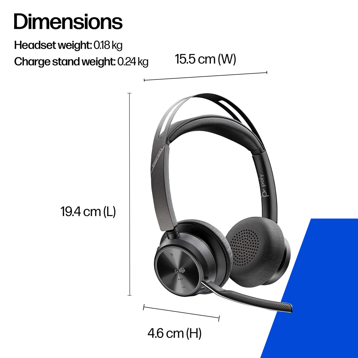 HP Poly Voyager Focus 2 Microsoft Teams Certified USB-C-C Headset +USB-C/A Adapter