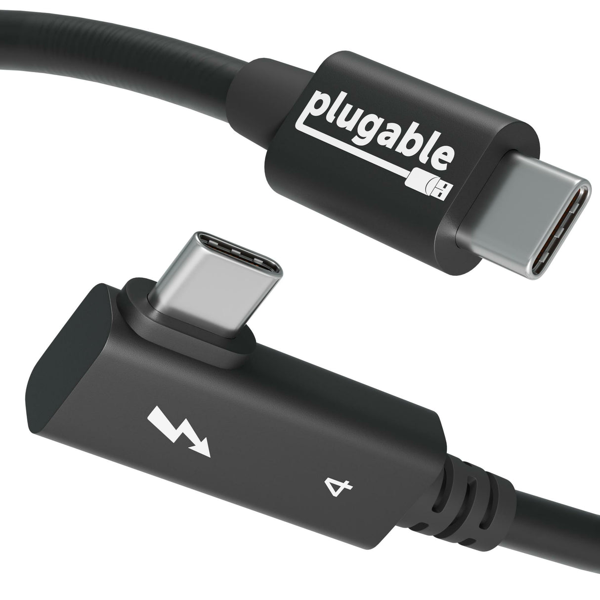 Plugable Technologies Thunderbolt 4 Cable Right Angle 40Gbps with 240W EPR Charging, 8K Display, Intel Certified 2.6 Feet (80CM) Compatible with USB4, Thunderbolt 3, USB C, iPad, MacBook, Windows (TBT4-240W-80CMR)