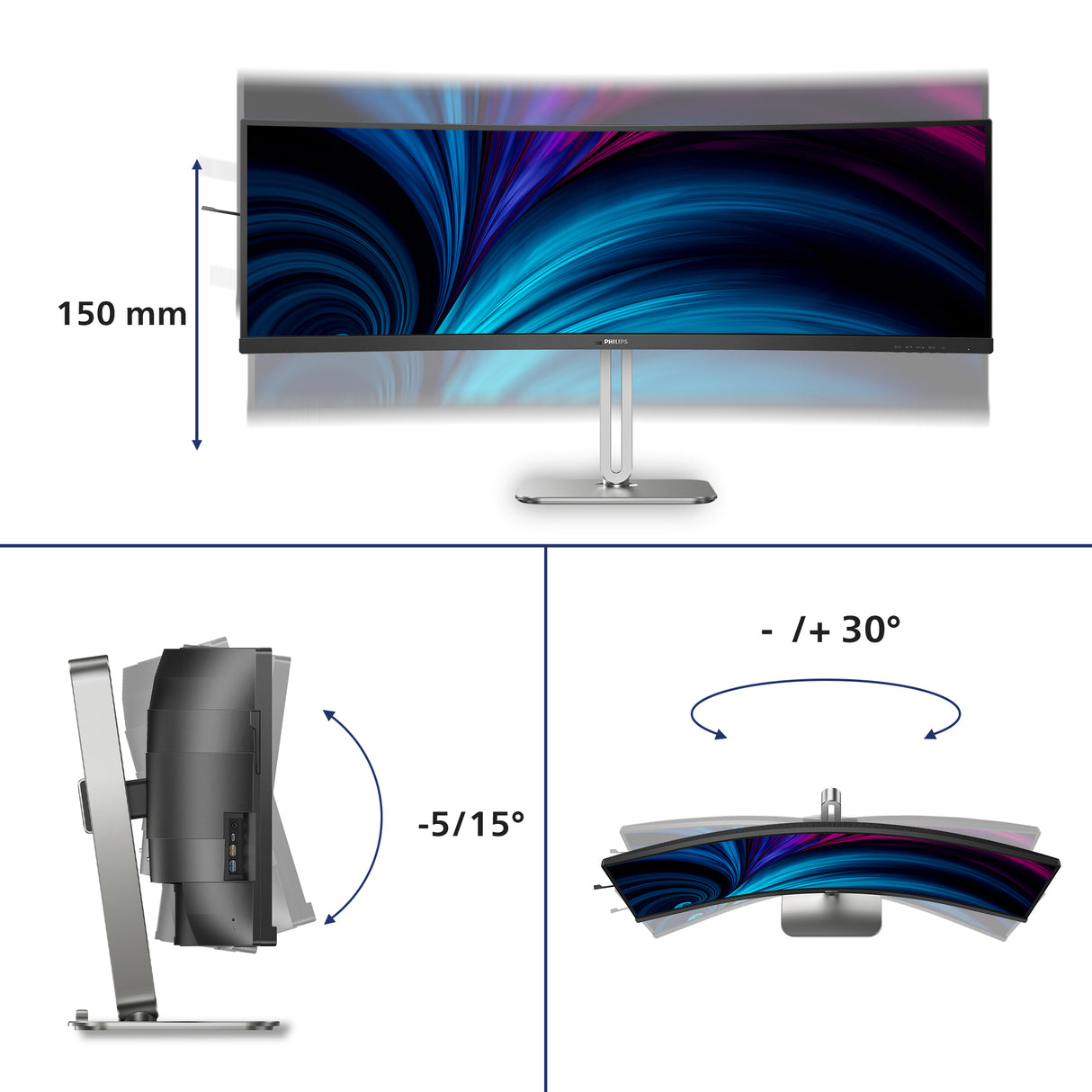 Philips 5000 series 49B2U5900C/27 computer monitor 124 cm (48.8") 5120 x 1440 pixels Dual QHD LCD Black